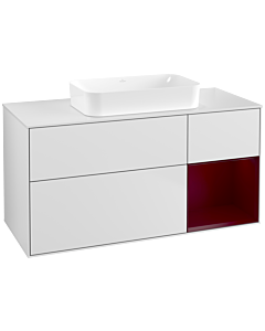 Villeroy und Boch Finion Waschtischunterschrank G711HBMT 120x60,3x50,1cm, Regal rechts Peony, White matt lacquer