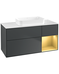 Villeroy und Boch Finion Waschtischunterschrank G711HFHG 120x60,3x50,1cm, Regal rechts Gold matt, Midnight Blue Matt Lacquer