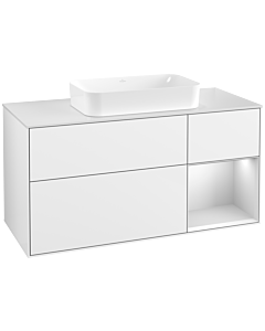 Villeroy und Boch Finion Villeroy und Boch G711MTGF 120x60.3x50.1cm, étagère à droite laqué blanc mat, laqué blanc brillant