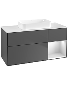 Villeroy und Boch Finion Villeroy und Boch G711MTGK 120x60.3x50.1cm, étagère à droite laqué blanc mat, anthracite mat
