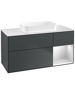 Villeroy und Boch Finion Waschtischunterschrank G711MTHG 120x60,3x50,1cm, Regal rechts White matt lacquer, Midnight Blue Matt Lacquer