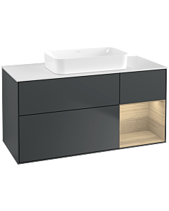 Villeroy und Boch Finion Waschtischunterschrank G711PCHG 120x60,3x50,1cm, Regal rechts Oak Veneer, Midnight Blue Matt Lacquer