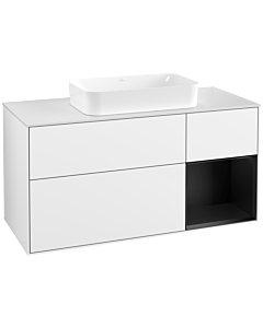 Villeroy und Boch Finion Waschtischunterschrank G711PDGF 120x60,3x50,1cm, Regal rechts Black matt lacquer, Glossy white lacquer