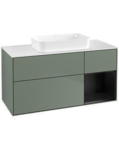 Villeroy und Boch Finion Villeroy und Boch G711PDGM 120x60.3x50.1cm, étagère à droite laqué noir mat, Olive Matt Lacquer