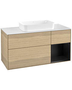 Villeroy und Boch Finion Villeroy und Boch G711PDPC 120x60.3x50.1cm, étagère à droite laqué noir mat, Oak Veneer
