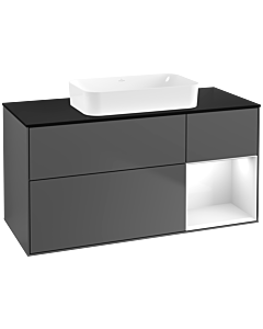 Villeroy und Boch Finion Waschtischunterschrank G712GFGK 120x60,3x50,1cm, Regal rechts Glossy white lacquer, Anthracite matt