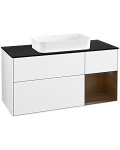 Villeroy und Boch Finion Villeroy und Boch G712GNGF 120x60,3x50,1cm, étagère droite placage noyer, laqué blanc brillant