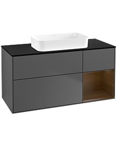 Villeroy und Boch Finion Waschtischunterschrank G712GNGK 120x60,3x50,1cm, Regal rechts Walnut veneer, Anthracite matt