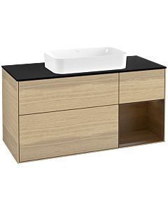 Villeroy und Boch Finion Waschtischunterschrank G712GNPC 120x60,3x50,1cm, Regal rechts Walnut veneer, Oak Veneer