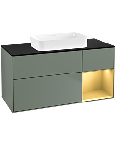 Villeroy und Boch Finion Waschtischunterschrank G712HFGM 120x60,3x50,1cm, Regal rechts Gold matt, Olive Matt Lacquer