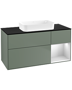 Villeroy und Boch Finion Villeroy und Boch G712MTGM 120x60,3x50,1cm, étagère droite blanc laqué mat, Olive Matt Lacquer