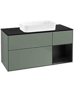 Villeroy und Boch Finion Villeroy und Boch G712PDGM 120x60.3x50.1cm, étagère à droite laqué noir mat, Olive Matt Lacquer