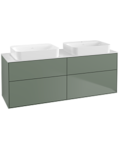 Villeroy und Boch Finion Waschtischunterschrank G72100GM 160x60,3x50,1cm, Glass White Matt, Olive Matt Lacquer