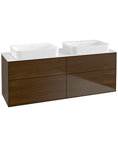 Villeroy und Boch Finion Waschtischunterschrank G72100GN 160x60,3x50,1cm, Glass White Matt, Walnut veneer