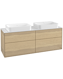 Villeroy und Boch Finion Waschtischunterschrank G72100PC 160x60,3x50,1cm, Glass White Matt, Oak Veneer
