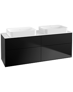 Villeroy und Boch Finion Waschtischunterschrank G72100PD 160x60,3x50,1cm, Glass White Matt, Black matt lacquer