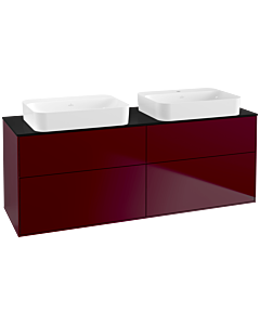 Villeroy und Boch Finion Waschtischunterschrank G72200HB 160x60,3x50,1cm, Glass Black Matt, Peony Matt