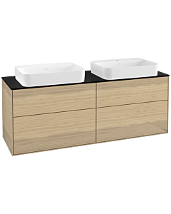Villeroy und Boch Finion Waschtischunterschrank G72200PC 160x60,3x50,1cm, Glass Black Matt, Oak Veneer