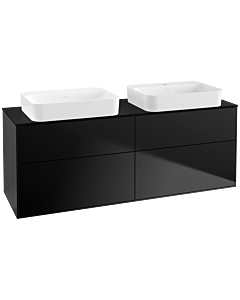 Villeroy und Boch Finion Waschtischunterschrank G72200PD 160x60,3x50,1cm, Glass Black Matt, Black matt lacquer