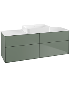 Villeroy und Boch Finion Waschtischunterschrank G73100GM 160x60,3x50,1cm, Glass White Matt, Olive Matt Lacquer