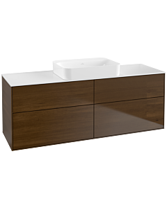 Villeroy und Boch Finion Waschtischunterschrank G73100GN 160x60,3x50,1cm, Glass White Matt, Walnut veneer