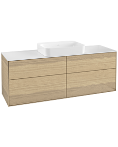 Villeroy und Boch Finion Waschtischunterschrank G73100PC 160x60,3x50,1cm, Glass White Matt, Oak Veneer