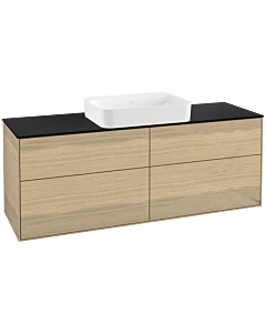 Villeroy und Boch Finion Waschtischunterschrank G73200PC 160x60,3x50,1cm, Glass Black Matt, Oak Veneer