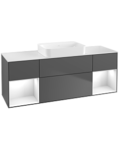 Villeroy und Boch Finion Villeroy und Boch G741GFGK 160x60.3x50.1cm, étagères laqué blanc brillant, anthracite mat