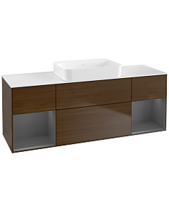 Villeroy und Boch Finion Waschtischunterschrank G741GKGN 160x60,3x50,1cm, Regale Anthracite matt lacquer, Walnut veneer