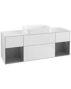 Villeroy und Boch Finion Waschtischunterschrank G741GKMT 160x60,3x50,1cm, Regale Anthracite matt lacquer, White matt lacquer