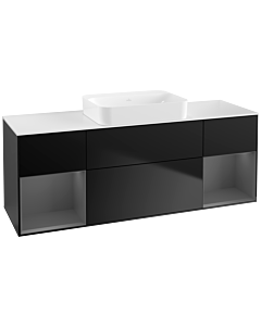 Villeroy und Boch Finion Waschtischunterschrank G741GKPD 160x60,3x50,1cm, Regale Anthracite matt lacquer, Black matt lacquer