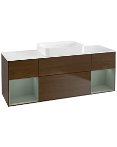 Villeroy und Boch Finion Waschtischunterschrank G741GMGN 160x60,3x50,1cm, Regale Olive matt lacquer, Walnut veneer