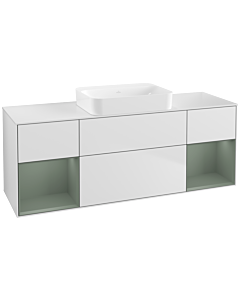 Villeroy und Boch Finion Villeroy und Boch G741GMMT 160x60.3x50.1cm, étagères laqué mat olive, laqué mat blanc