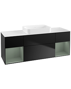 Villeroy und Boch Finion Waschtischunterschrank G741GMPD 160x60,3x50,1cm, Regale Olive matt lacquer, Black matt lacquer