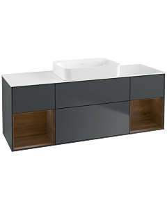 Villeroy und Boch Finion Waschtischunterschrank G741GNHG 160x60,3x50,1cm, Regale Walnut veneer, Midnight Blue Matt Lacquer