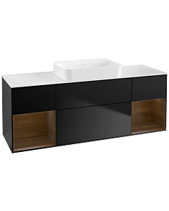 Villeroy und Boch Finion Villeroy und Boch G741GNPD 160x60.3x50.1cm, étagères placage noyer, laqué noir mat