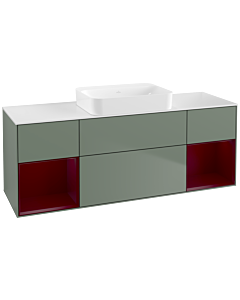 Villeroy und Boch Finion Waschtischunterschrank G741HBGM 160x60,3x50,1cm, Regale Peony matt lacquer, Olive Matt Lacquer