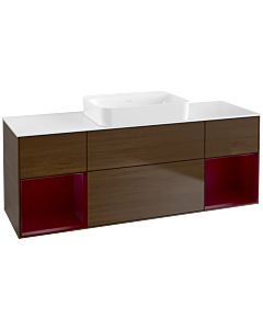 Villeroy und Boch Finion Waschtischunterschrank G741HBGN 160x60,3x50,1cm, Regale Peony matt lacquer, Walnut veneer