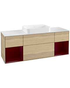 Villeroy und Boch Finion Waschtischunterschrank G741HBPC 160x60,3x50,1cm, Regale Peony matt lacquer, Oak Veneer