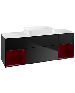 Villeroy und Boch Finion Waschtischunterschrank G741HBPD 160x60,3x50,1cm, Regale Peony matt lacquer, Black matt lacquer