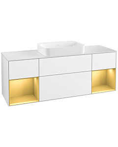Villeroy und Boch Finion Waschtischunterschrank G741HFGF 160x60,3x50,1cm, Regale Gold matt lacquer, Glossy white lacquer