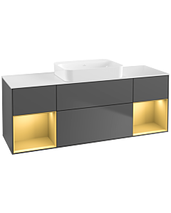 Villeroy und Boch Finion Waschtischunterschrank G741HFGK 160x60,3x50,1cm, Regale Gold matt lacquer, Anthracite matt