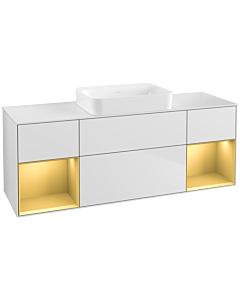 Villeroy und Boch Finion Villeroy und Boch G741HFMT 160x60.3x50.1cm, étagères laqué mat doré, laqué mat blanc