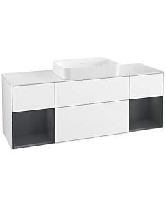 Villeroy und Boch Finion Waschtischunterschrank G741HGGF 160x60,3x50,1cm, Regale Midnight matt lacquer, Glossy white lacquer