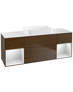Villeroy und Boch Finion Waschtischunterschrank G741MTGN 160x60,3x50,1cm, Regale White matt lacquer, Walnut veneer