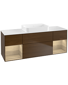 Villeroy und Boch Finion Waschtischunterschrank G741PCGN 160x60,3x50,1cm, Regale Oak Veneer, Walnut veneer