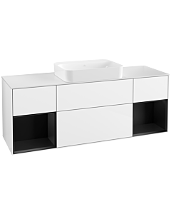Villeroy und Boch Finion Waschtischunterschrank G741PDGF 160x60,3x50,1cm, Regale Black matt lacquer, Glossy white lacquer