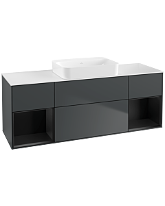 Villeroy und Boch Finion Waschtischunterschrank G741PDHG 160x60,3x50,1cm, Regale Black matt lacquer, Midnight Blue Matt Lacquer