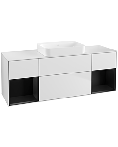 Villeroy und Boch Finion Waschtischunterschrank G741PDMT 160x60,3x50,1cm, Regale Black matt lacquer, White matt lacquer