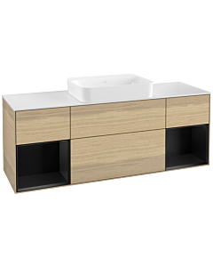 Villeroy und Boch Finion Villeroy und Boch G741PDPC 160x60.3x50.1cm, étagères laqué noir mat, Oak Veneer